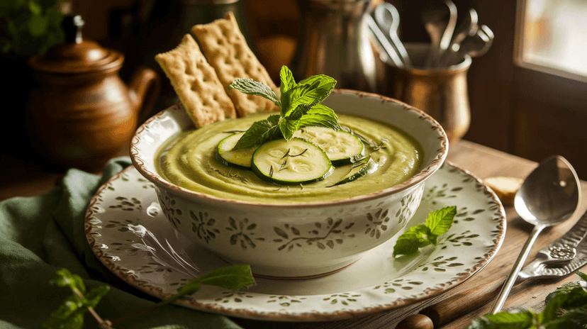 Velouté de courgette et menthe fraîche