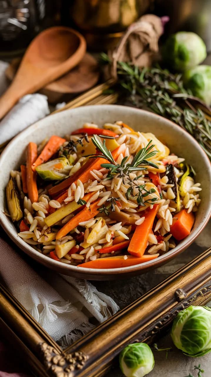 Orzo Sauté aux Légumes d'Hiver