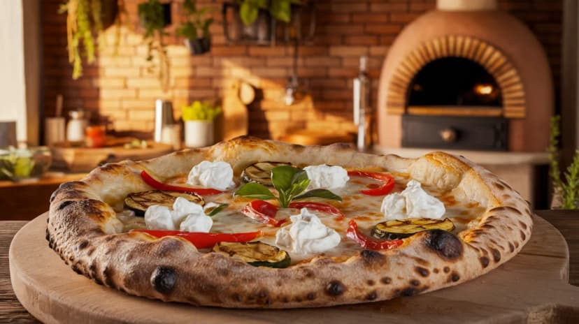 Pizza à la ricotta et aux légumes grillés