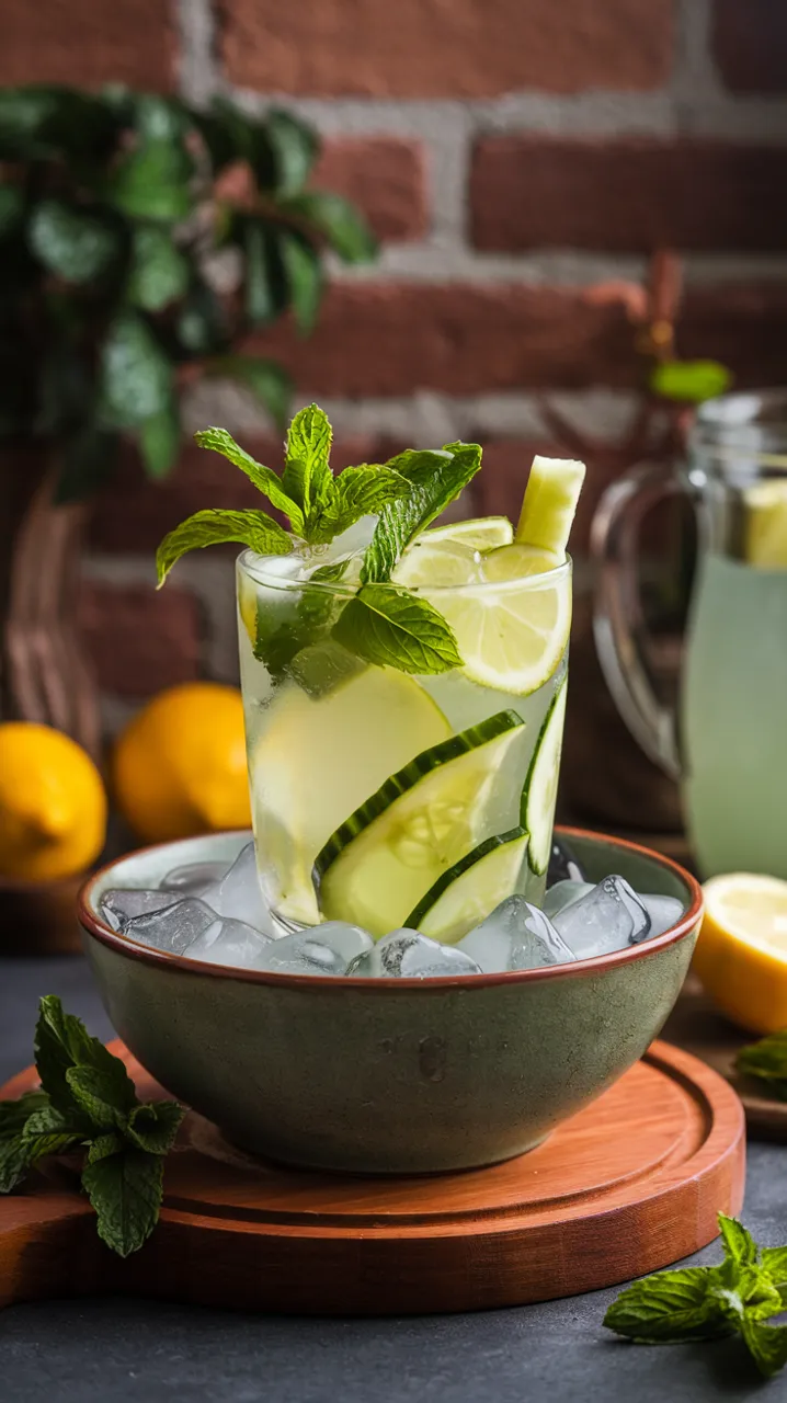 Limonade à la menthe et au concombre