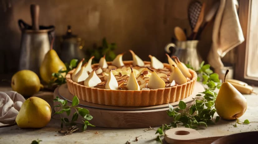 Recette tarte aux poires et aux amandes