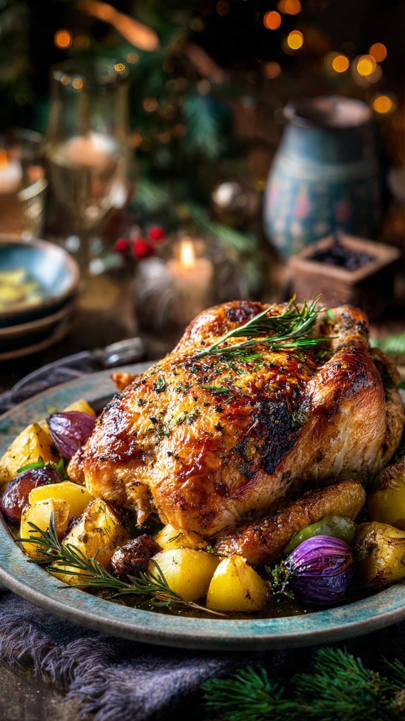 Dinde Rôtie aux Herbes et Légumes de Saison