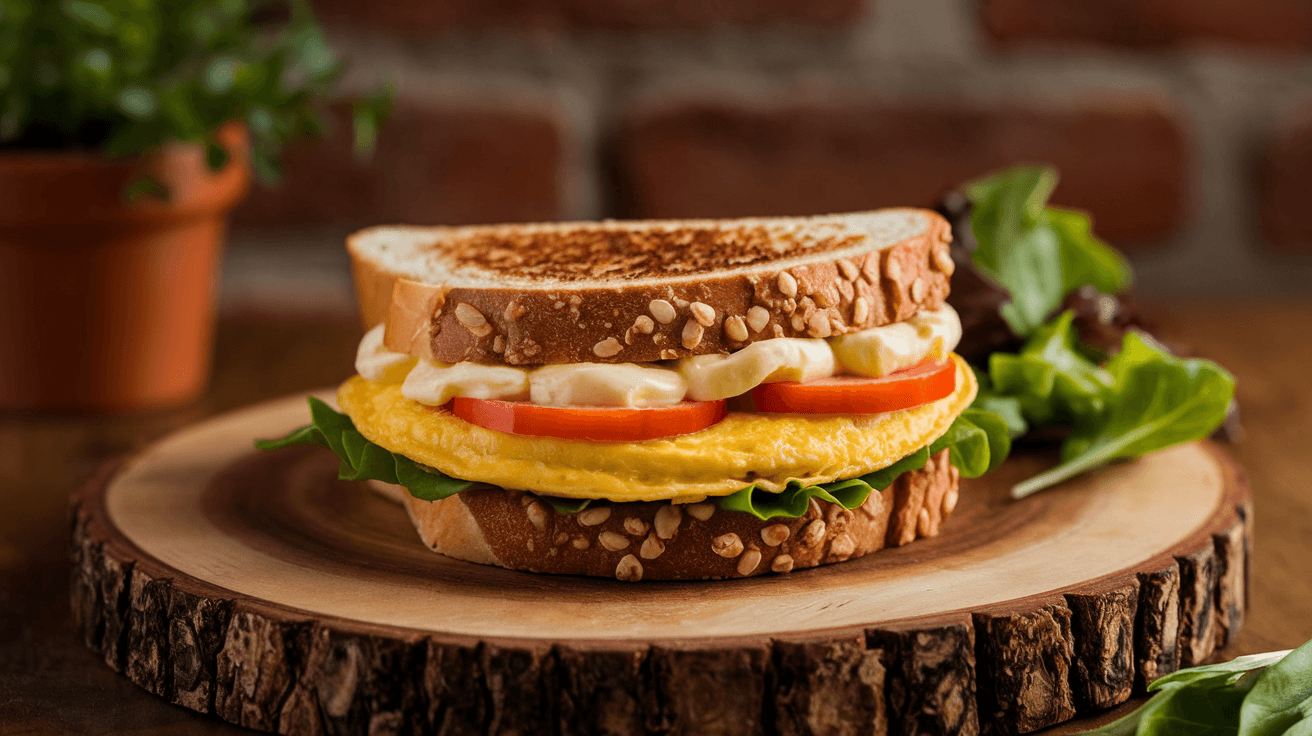 Sandwich healthy à l'omelette et mayonnaise sans huile