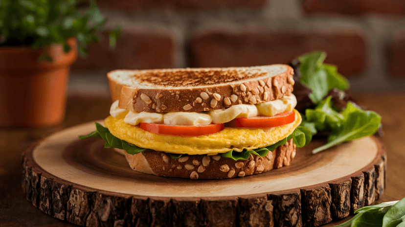 Sandwich healthy à l'omelette et mayonnaise sans huile