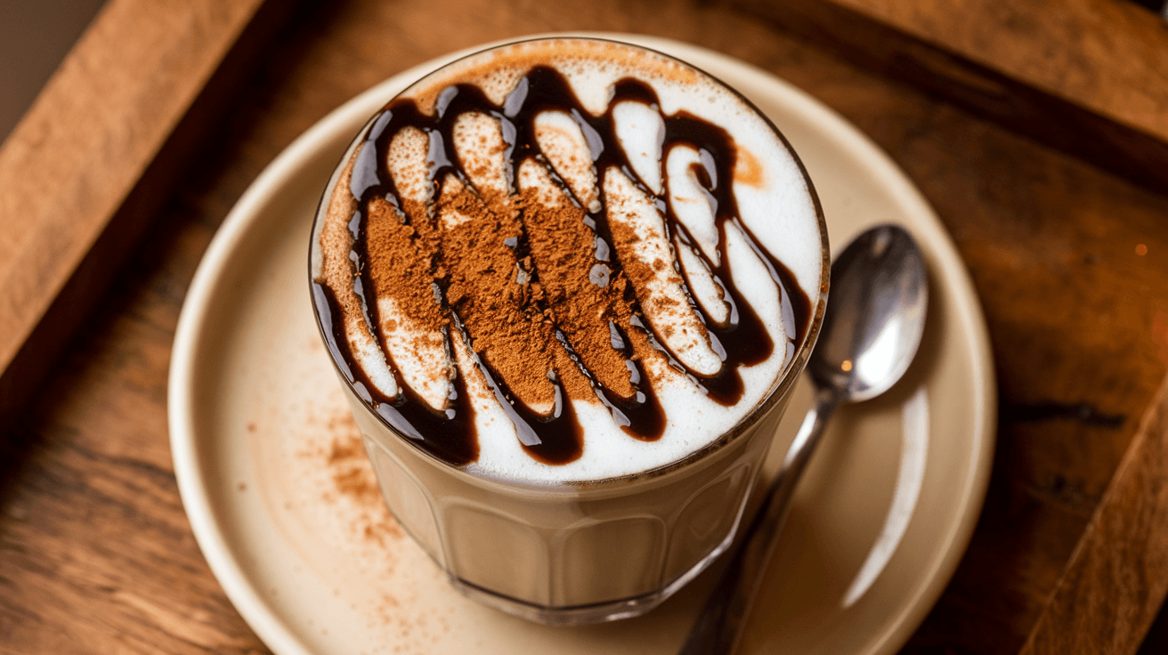 Café latte à la cannelle et au chocolat