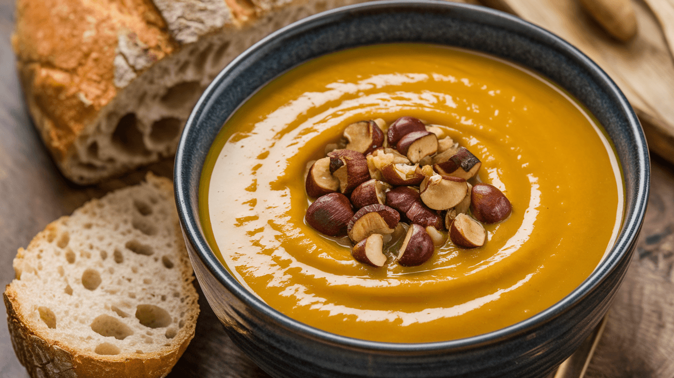 Velouté de potiron et châtaignes