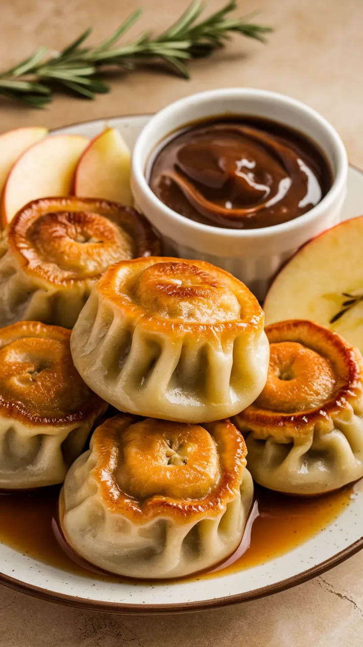 Dumplings aux pommes et sauce caramel