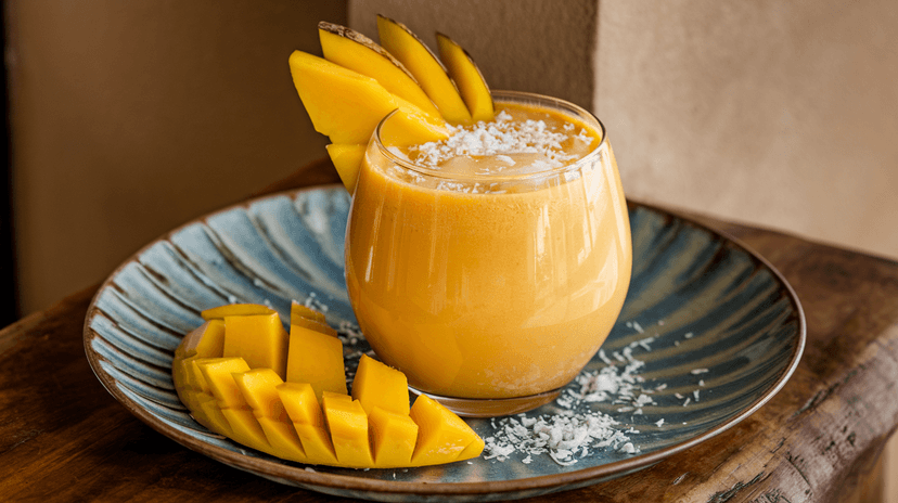 Smoothie exotique à la mangue et à la noix de coco