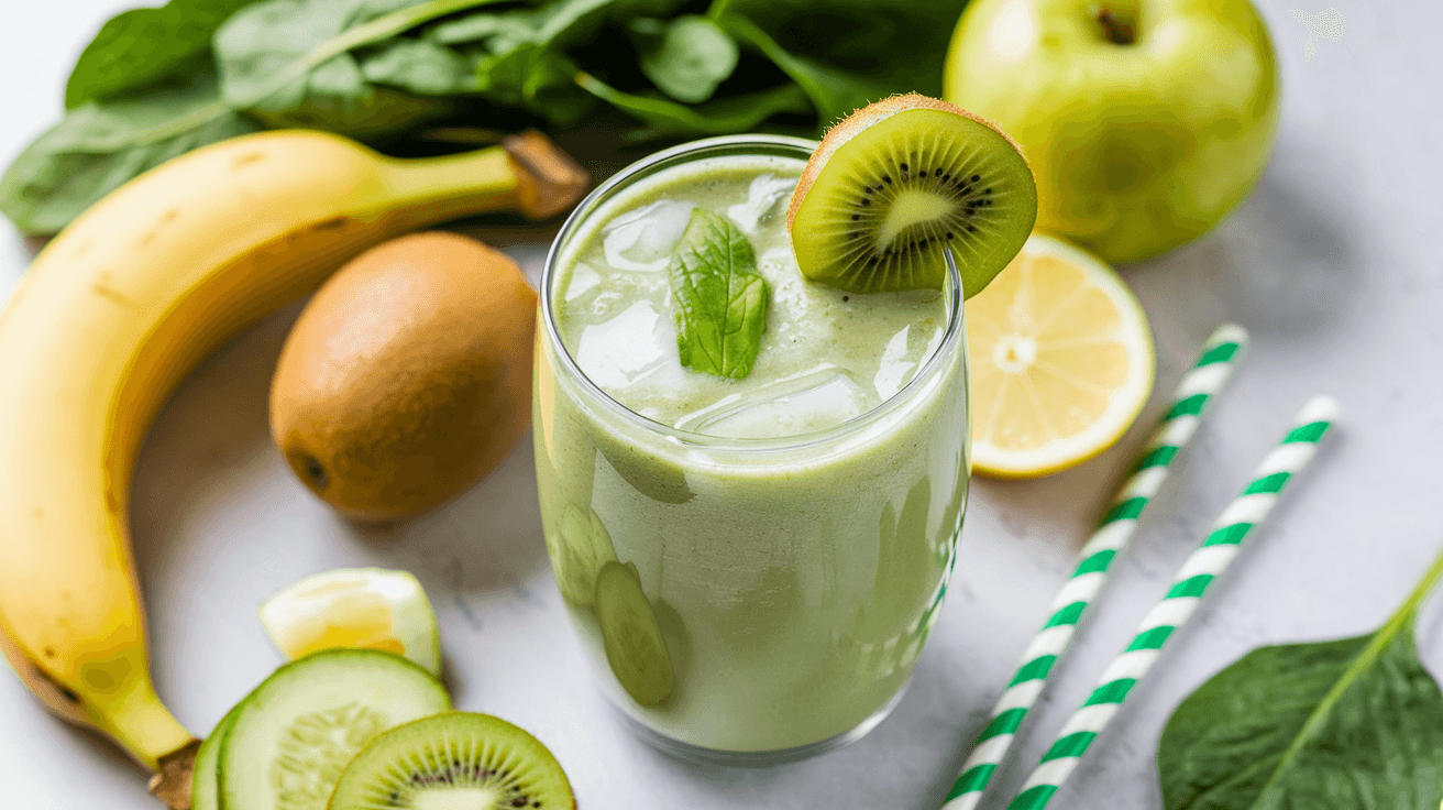 Délicieux Smoothie Vert aux Fruits Frais