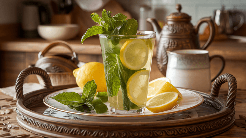 Infusion de menthe fraîche et citron