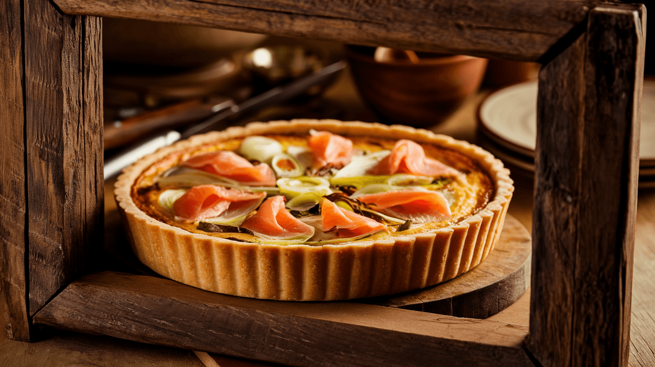 Quiche au poireau et saumon fumé