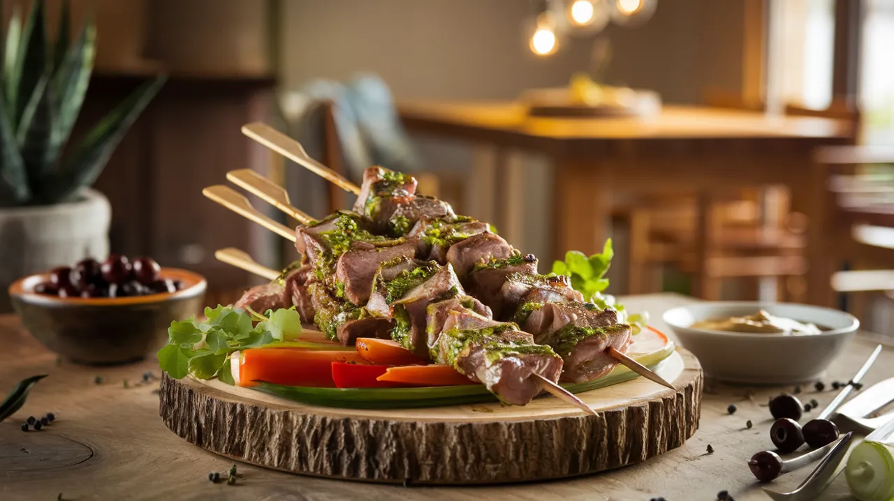 Brochettes d'agneau marinées au chimichurri