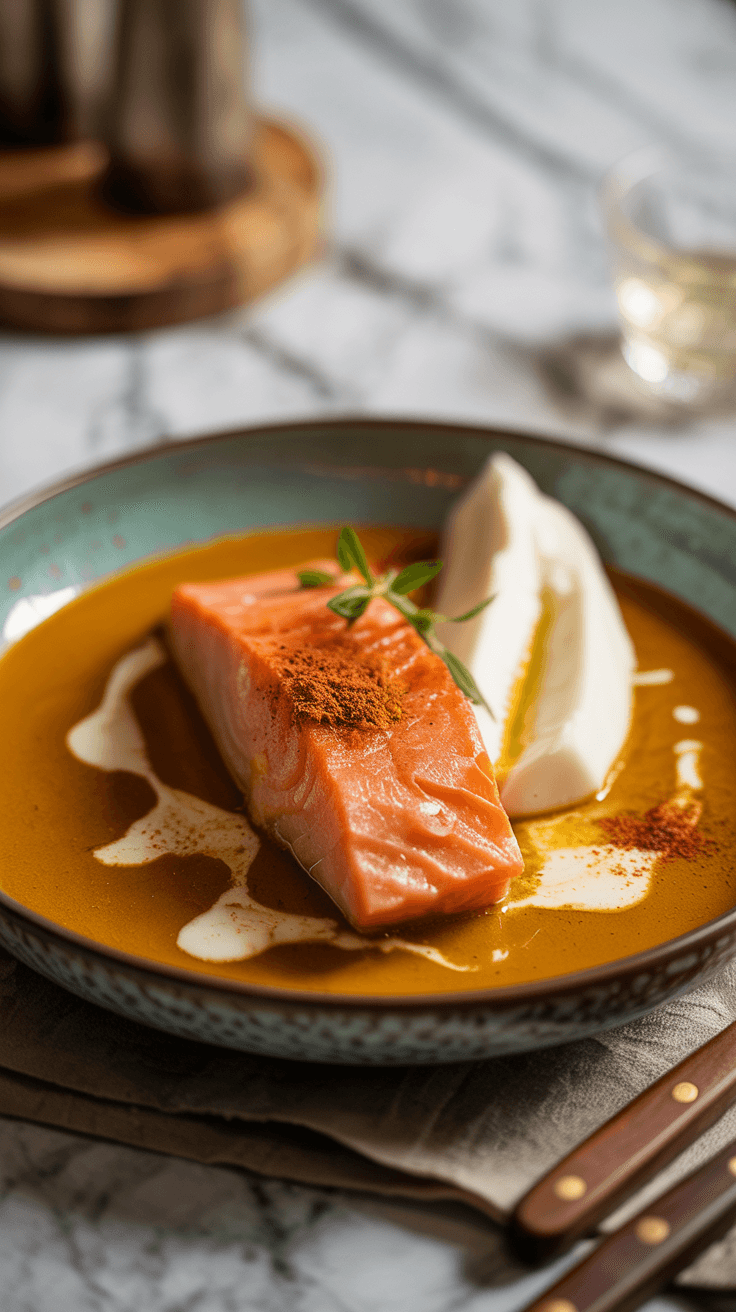 Curry Keto au Saumon et Lait de Coco Doré