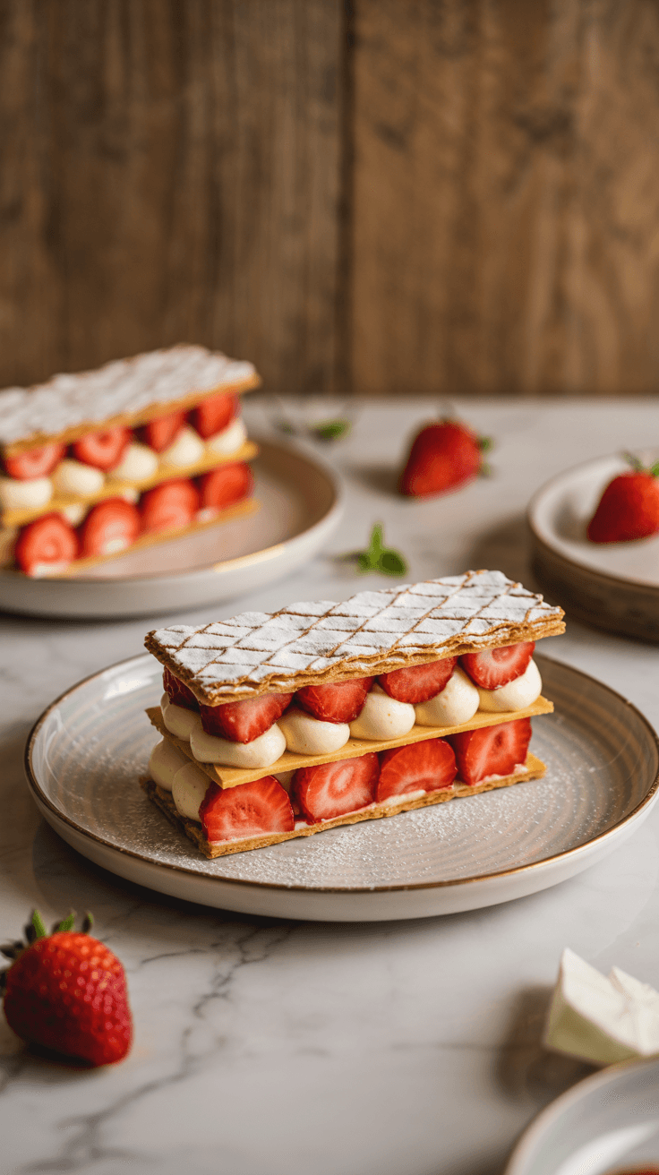 Millefeuille Crème Vanille et Fraises Fraîches
