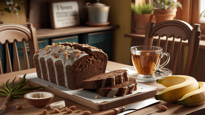 Gâteau au chocolat, banane, noix et coco