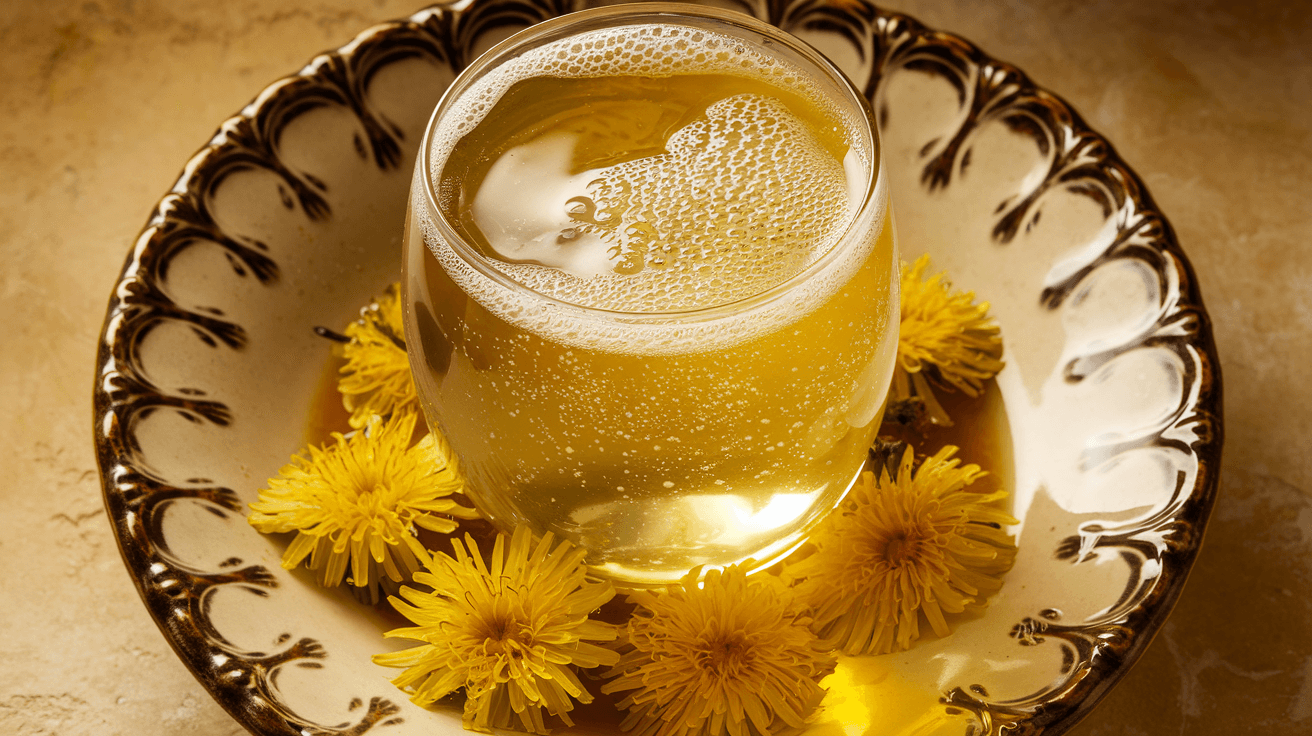Boisson fermentée pétillante au pissenlit