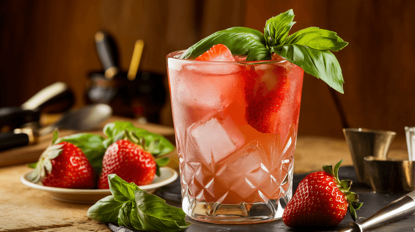 Cocktail Sans Alcool à la Fraise et au Basilic