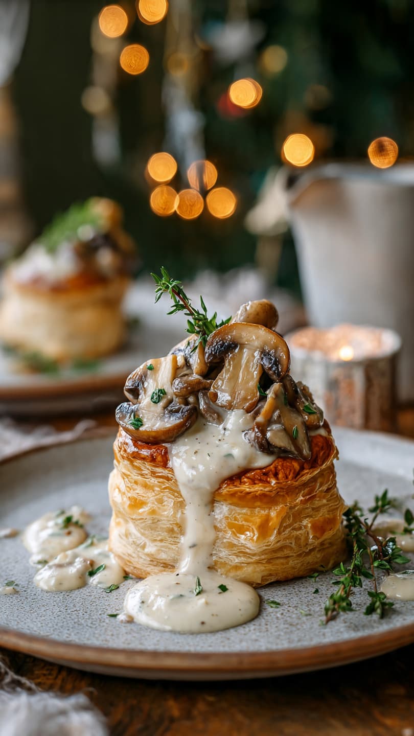 Vol-au-vent aux champignons et sauce crémeuse