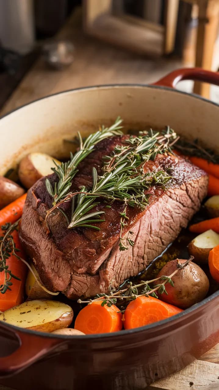 Brisket Rôti aux Herbes et Légumes Racines
