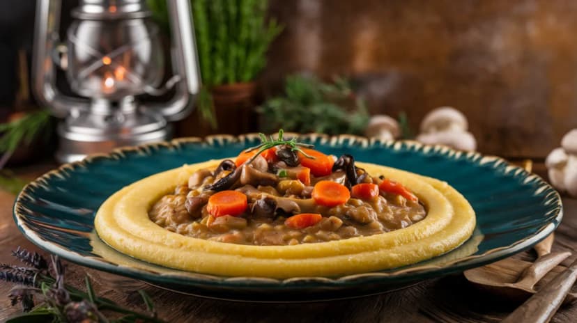 Ragoût de carottes et champignons à la polenta crémeuse