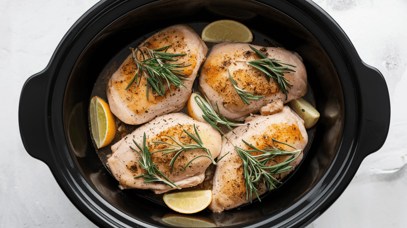 Poulet à l'ail et aux herbes cuit lentement