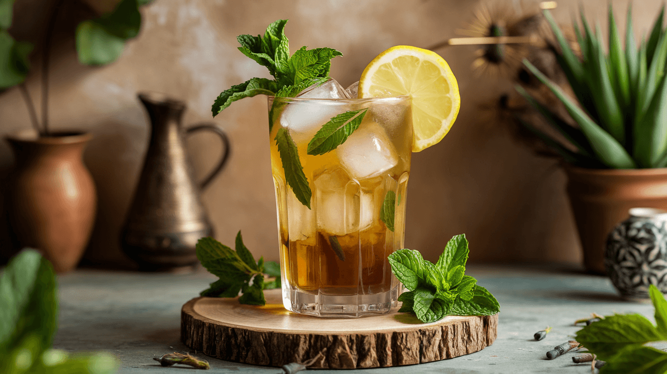 Infusion glacée à la menthe et citron vert